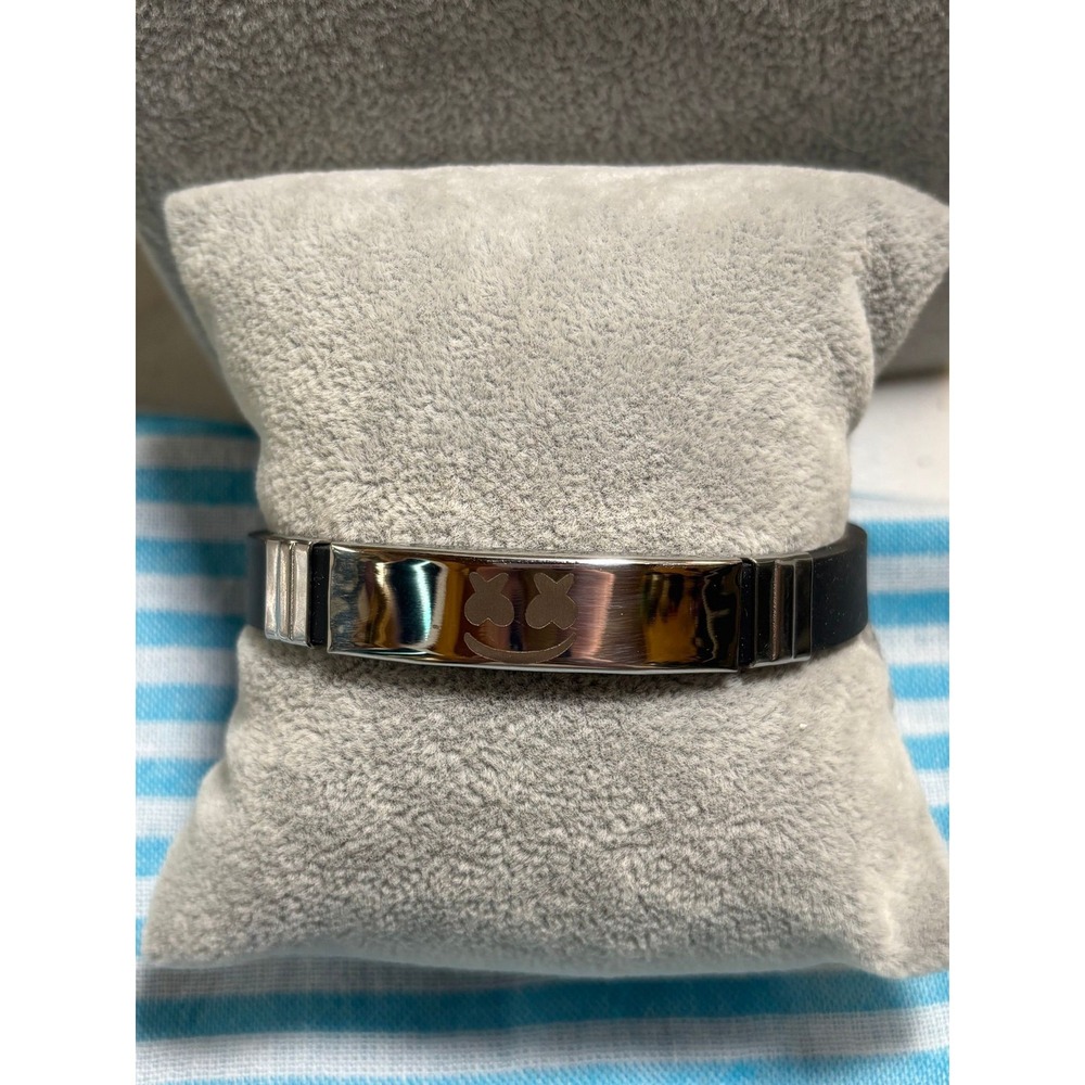 #60. DJ Marshmello Logo Black Buckle Bracelet